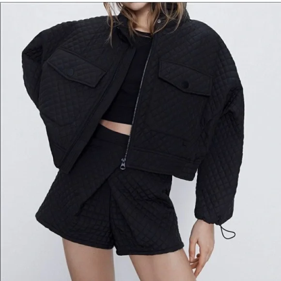 NWT Zara 2-Piece Trafaluc Quilted Jacket and Shorts Set - Picture 2 of 8